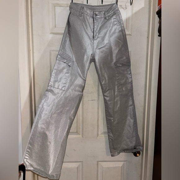 Shiny silver Cargo Pants - Picture 1 of 3